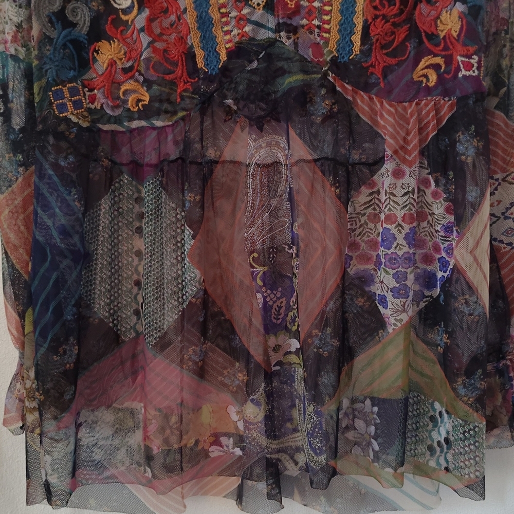 Johnny Was Biya Ilyana Mesh Embroidered Blouse Boho Chic B11323. Size S - Picture 16 of 16